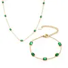Roda gigante novo colar pulseira de zircônia esmeralda joias terno feminino estilo ins nicho temperamento joias de aço titânio