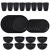 Amazon popular transfronterizo Plato de tazón de trigo taza de agua plato negro juego de regalo de taza de tazón de plato de plástico de 24 piezas