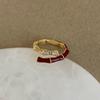 Anillo de Apertura Flor Roja Gota de Aceite Ancora Anillo de Moda Elegante Retro de Nicho para Mujer Todo-partido Anillo Anillo