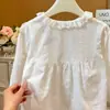 Colección Primavera/Otoño 2026: Camiseta básica con cuello Peter Pan para niñas, top de otoño, nuevo top jacquard estilo chino para usar por encima