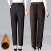 Pantalones Térmicos Elásticos de Cintura Alta Forrados de Felpa de Talla Grande para Mujeres Mayores, Pantalones Largos Estampados para Primavera y Otoño para la Abuela