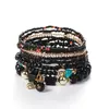 Pulseira Boêmia Étnica para Mulheres, Conjunto de Miçangas Coloridas de Arroz com Turquesa Multicamadas, Pulseira de Turquesa no Atacado