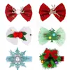 Pasador de Pelo con Lazo de Malla para Árbol de Navidad Tocado Suministros de Decoración Navideña Clip para el Pelo de Reno Lindo de Terciopelo Rojo