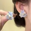 Brincos Florais Azul Dopamina Gradiente Estilo Resort para Mulheres Verão Doce Elegante Versátil Moda de Alta Qualidade