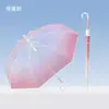 Paraguas Transparente con Degradado y Mango Largo, Grande para Dos Personas, Mango Curvo de Alto Gama, Paraguas Simple para Mujer, Paraguas Recto, Paraguas de Mango Largo para Estudiantes