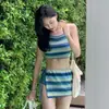 Tejido de Punto de Alta Gama Estilo Ins Coreano, Lujoso Conjunto de Traje de Baño de Tres Piezas Estilo Falda Pura Deseo Chanel