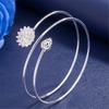 Pulsera de loto de estilo coreano, pulsera plateada con separación de colores para novia, pulsera redonda de plata, joyería de plata abierta, fina, multianillo