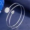 Estilo coreano Lotus Silver Plated Pulseira separada por cores Mão Namorada Feminina Pulseira de Prata Redonda Abertura de Jóias de Prata Jóias de Prata Finas Multi-anel de Prata