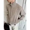 Jaqueta Cardigan Tricô com Ponto de Espiga de Trigo Retrô 2026 para Homens e Mulheres para o Trabalho Casual com Toque Intelectual Alta Moda Tendência