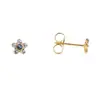 Pendientes de Acero Inoxidable con Flor Pequeña Incrustada de Diamantes para Oreja Perforada, Flor de 6 Taladros, Pendientes de Flor Pequeña