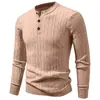 Suéter Casual Henley para Hombre Nuevo Transfronterizo 2026, Moda Trendy Tejido Retorcido Ajustado para Hombre Venta al por Mayor