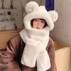 Gorro de Lana Tejido Cálido para Otoño e Invierno para Mujer, Gorro con Protección para los Oídos para Mamá Ciclista, Gorro Integrado con Bufanda, A Prueba de Frío