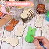 Piezas de Madera con Forma de Conejo Conejito de Pascua Piezas de Madera de Colores con Agujeros para Colgar