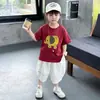Conjunto de Verano para Niños con Dibujo de Elefante de Manga Corta 2026 Nuevo Estilo de Verano Ropa Delgada Fresca para Bebé Conjunto de Dos Piezas Moderno