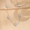 El Nuevo Conjunto de Collar, Pulsera y Pendientes de Trébol de Cuatro Hojas Incrustado con Diamantes Más Vendido de Amazon Acero de Titanio Color 18K Pulsera de Cinco Flores que Conserva el Color