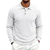 Camisa Polo Casual de Punto Trenzado Jacquard para Hombre de Manga Larga con Rayas Verticales y Cuello Camisero, Primavera y Otoño, Disponible para Venta Transfronteriza