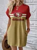 Vestido de Moda Nuevo de Verano para Mujer Sudadera Larga de Cuello Redondo de Equipo de la NFL 211 Vestido Elegante Europeo y Americano
