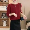 Suéter Holgado de Punto con Cuello Redondo y Perlas de Manga Larga para Mujer 2026 Primavera/Otoño Nuevo Versátil para Chicas