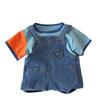 Ropa Nueva de Verano 2025 para Niños y Niñas, Peto de Mezclilla con Cachorros, Trajes para Niños, Conjunto de Dos Piezas de Manga Corta con Cuello Redondo Estilo Coreano para Niños
