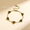 Pulseira Cruzada Simples de Trevo de Quatro Folhas Dupla Face Ouro 18K Não Desbota Joia de Moda Versátil Feminina Pulseira de Trevo da Sorte Venda por Atacado