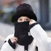 Acessório de aquecimento para veículo elétrico de ciclismo de inverno, balaclava à prova de vento e aquecedor de pescoço integrados, chapéu com proteção para as orelhas feminino, chapéu de algodão espesso