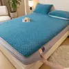 Lençol de Cama de Veludo de Leite Ajustável 100% Algodão Puro com Lã Adicionada e Espessado Algodão de Grau A Algodão Lavado Impermeável Conjunto de Três Peças Capa Protetora de Colchão