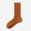 Calcetines de media pantorrilla para mujer para primavera y verano, calcetines holgados sencillos de algodón puro de doble costura de color liso, calcetines largos versátiles antibacterianos estilo japonés para mujer