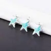 Plata de Ley S925 Colgante de Estrella de Mar Azul Estilo Ins con Goteo de Aceite Colgante de Estrella Asimétrico Pulsera DIY Pulsera Accesorios de Plata