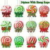 24 Piezas Decoración de Paleta Navideña Forma de Caramelo de Madera Árbol de Navidad Fiesta en Casa Festival Juego de Colores Colgante