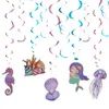 Suministros para Fiesta de Cumpleaños Serie Sirena Decoración de Escena Interior Banner Decoración de Pared Sombrero de Papel con Forma Creativa Decoración del Hogar
