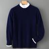 25 Novidades Outono e Inverno Lã Masculina Gola Redonda Solto Suéter de Lã Engrossado Quente Cor Pura Suéter de Tricô Roupa de Baixo