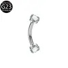 Venta al por mayor transfronteriza F136 Aleación de Titanio Diente Interno Aaaaa Circonita Clavo para Ceja Barra Curva G23 Material Joyería para Piercings Anillo para Ceja