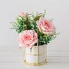 Ins Set de Flores Artificiales Nórdicas Jarrón de Hierro Forjado Flor de Rosa Planta Artificial en Maceta Decoración para el Hogar Maceta de Flores Falsas