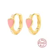 Brincos de Coração com Diamante em Prata Esterlina S925 Esmaltados Gota de Óleo Europeus e Americanos Moda de Luxo Leve Tendência Argola de Orelha Brincos INS