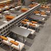 Restaurante de Churrasco da Moda em Estilo Industrial Mesa de Jantar de Aço Inoxidável, Restaurante de Hot Pot Cabine Dupla Sofá Macio Mesa e Cadeira Cabine