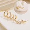 Aretes Exquisitos de Triple Diamante con Aguja de Plata S925 Aretes Japoneses y Coreanos Elegantes Compactos Mini para Oficina para Mujer