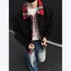 Nueva Chaqueta de Solapa Falsa de Dos Piezas Estilo Vintage para Hombre, Chaqueta de Vuelo Color Bloqueado Limpia Americana para Primavera y Otoño
