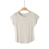 Camiseta de Lino Tencel Fresca y Cómoda de Manga Corta para Mujer, Top Básico Ajustado de Manga Corta para Primavera y Verano