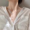 Colar de pérolas artificiais com orelha de trigo banhado a prata 925, corrente de pescoço, corrente de clavícula feminina, design de nicho, simples, elegante, leve, luxo