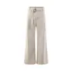 Calça Casual Listrada Jacquard "Estampado" Coreana de Prega Única com Laço Removível, Corte Solto Flare, para Homens e Mulheres