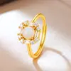 Joyería de comercio exterior anillo de ópalo de imitación nicho lujo ligero personalidad anillo abierto ajustable para dedo índice sensación de alta gama