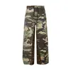 Calças casuais de bloqueio de cores camufladas retrô americanas para homens e mulheres, novo design de outono, calças casuais largas da moda, caimento solto