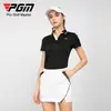 Pgm Ropa de Golf para Mujer Camiseta de Manga Corta Tejido Deportivo Dobladillo con Abertura Diseño de Cuello en V Ropa de Moda