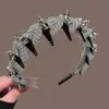 Diadema de Malla Retro de Lujo Ligero con Puntos para Mujer, Pinza para el Cabello Exquisita con Strass y Dientes, Diadema de Pelo Esponjosa de Alto Cráneo con Temperamento