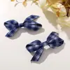 Estilo Preppy Coreano Tela Retro Cuadros Lazo DIY Pasador Pinza Lateral Goma Elástica Zapatos y Calcetines para Mujer Broche Accesorios