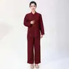 Conjunto de Roupas de Monge Budista de Algodão para Homens e Mulheres, com Botões de Tecido, Espessado para Meditação de Inverno