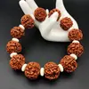 Nepal Burst Carne Patrón Doble Dragón Donkey Kong Bodhi Pulsera de Mano Hombres Cinco o Seis Pétalos Cuero Amarillo Pulsera de Pelo Bajo Juego Literario Cuentas de Buda