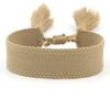 Atacado Estilo Étnico Bracelete de Fita Lisa Cor Pura com Letras Bordadas Borla Tecida DIY Alça de Pulso