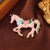 Broche creativo y lindo de caballo del zodiaco, esmalte de imitación, broche de animal de caballo para el éxito, accesorios de ramillete de unicornio de dibujos animados