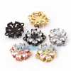 Accesorios para joyería DIY conector de flor microincrustada de circón bañado en oro platino oro rosa
